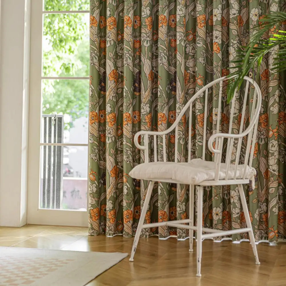 Rideau occultant motif floral moderne pour salon chambre - vue 1 sur 8