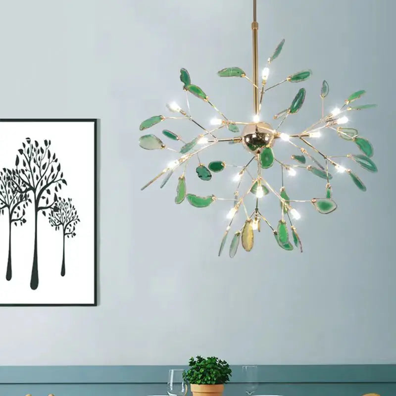 lustre en agate naturelle avec éclairage led coloré pour intérieur élégant - vue 4 sur 14