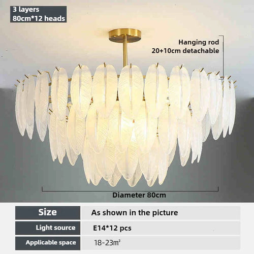 suspension romantique en verre et plumes design moderne minimaliste - vue 9 sur 9