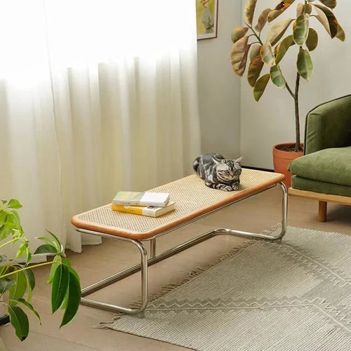 tabouret à chaussures en rotin nordique créatif et polyvalent - vue 4 sur 8