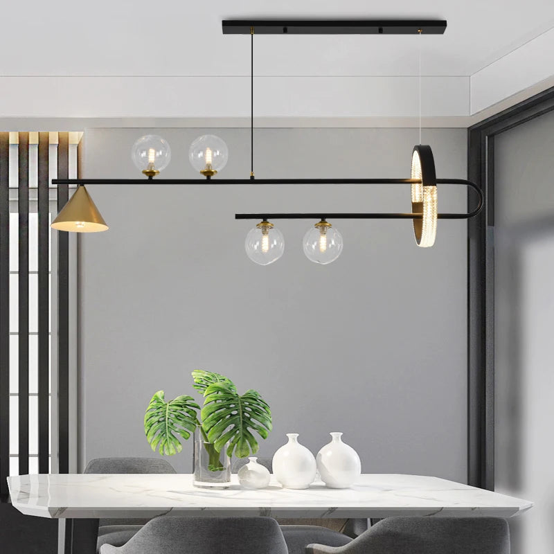 lustre style nordique moderne avec ampoule led en verre - vue 5 sur 8