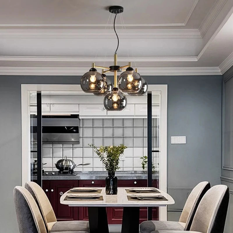 Lustre design Moderne à boule en verre home - vue 3 sur 12