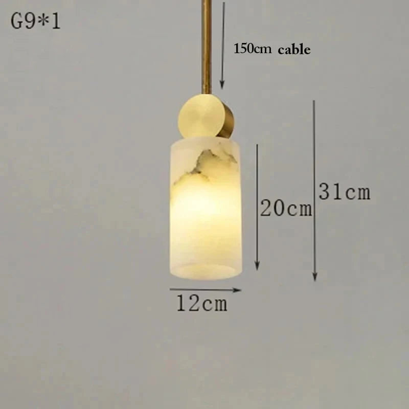 Suspension nordique en marbre et cuivre avec lumières led - vue 9 sur 10