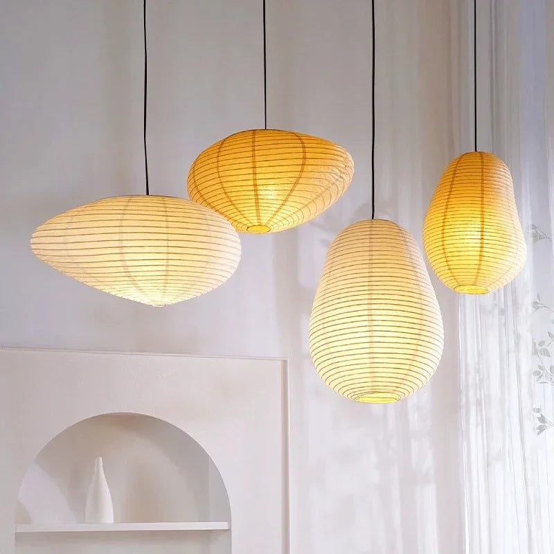 lustre wabi sabi style japonais isamu noguchi led décoratif - vue 3 sur 9