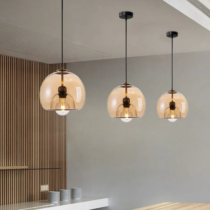 suspension moderne en verre pour décoration intérieure nordique - vue 2 sur 8