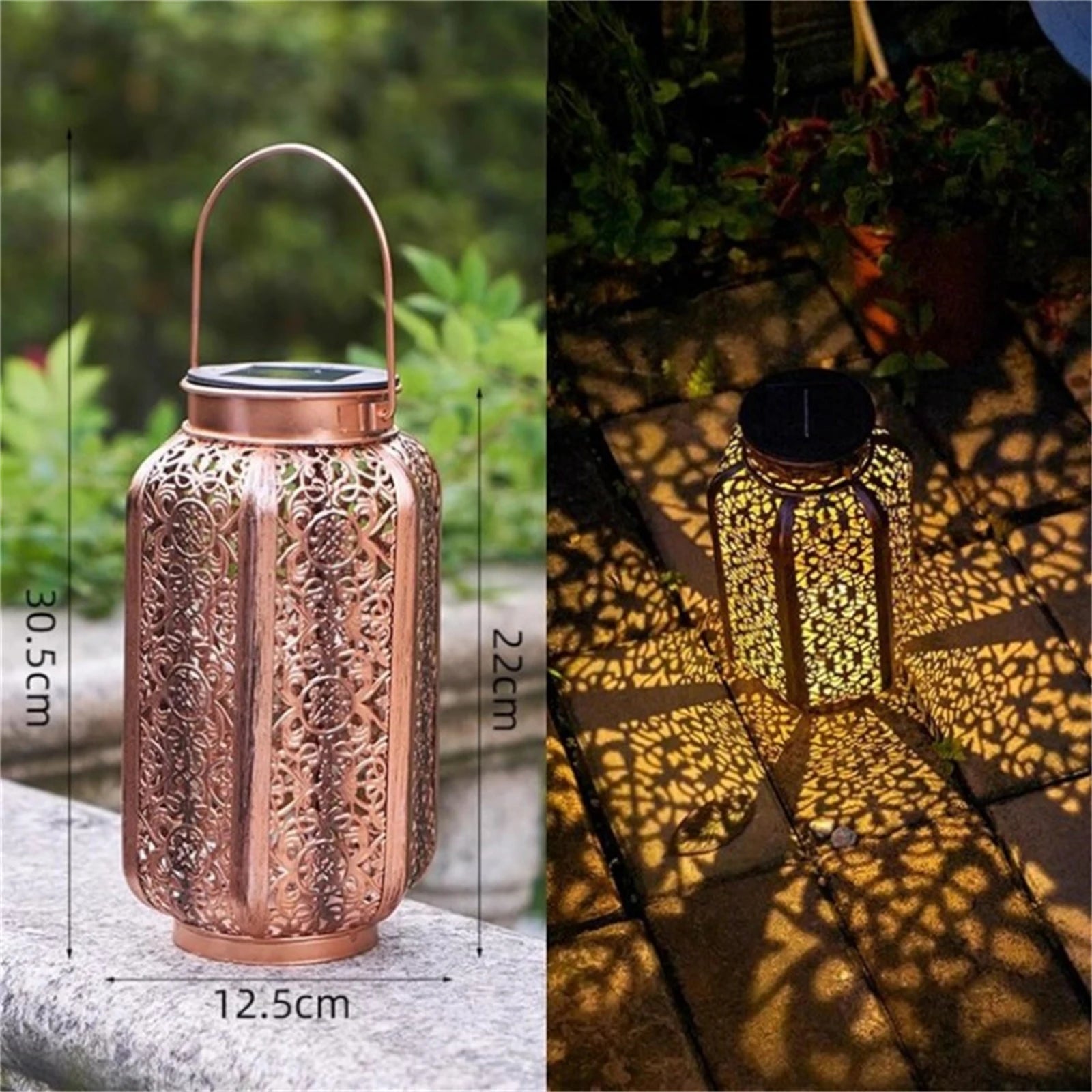 lanterne solaire à led motif rétro pour extérieur jardin patio - vue 2 sur 7