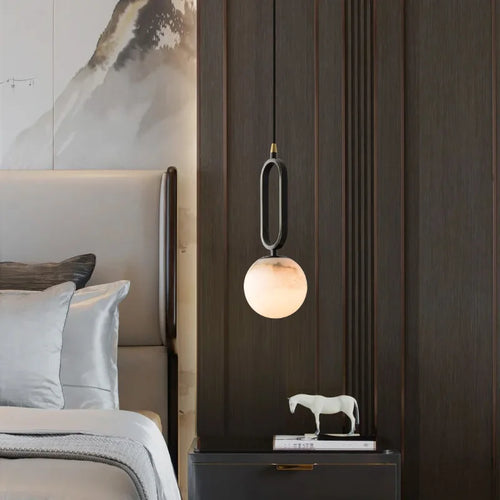 Simple and Luxurious Bedroom, Bedside G9 Small Chandelier Living Room Sofa Background Wall All Copper Natural Marble Decoration - vue 4 sur 8