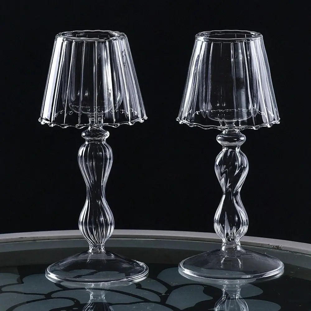 lustre en verre à rayures bougeoir créatif romantique délicat - vue 3 sur 11