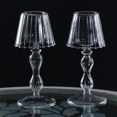 lustre en verre à rayures bougeoir créatif romantique délicat - vue 3 sur 11