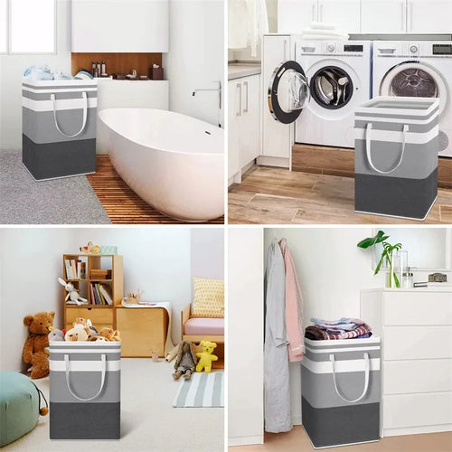 lot de 2 paniers à linge pliables et imperméables pour rangement - vue 2 sur 10