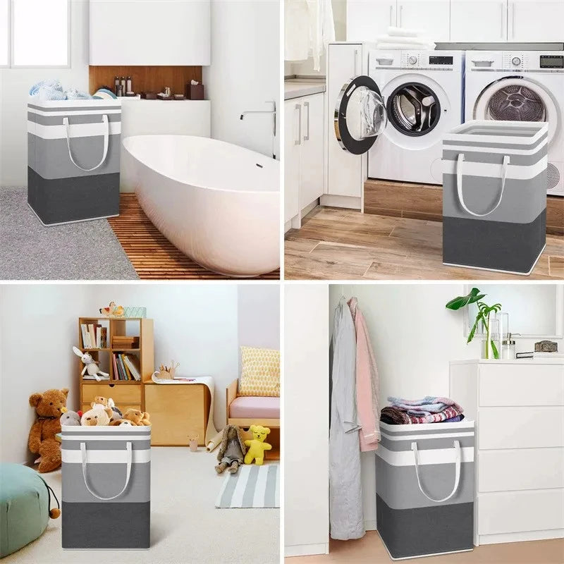 lot de 2 paniers à linge pliables et imperméables pour rangement - vue 2 sur 10