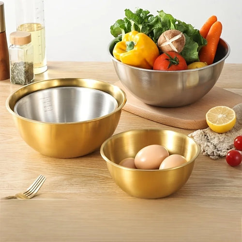 Set trois bols acier inoxydable cuisine mélange salades - vue 4 sur 5