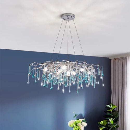 lustre moderne en verre bicolore style postmoderne avec led - vue 3 sur 12