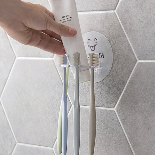 porte-brosse à dents auto-adhésif avec support et distributeur intégré - vue 7 sur 14