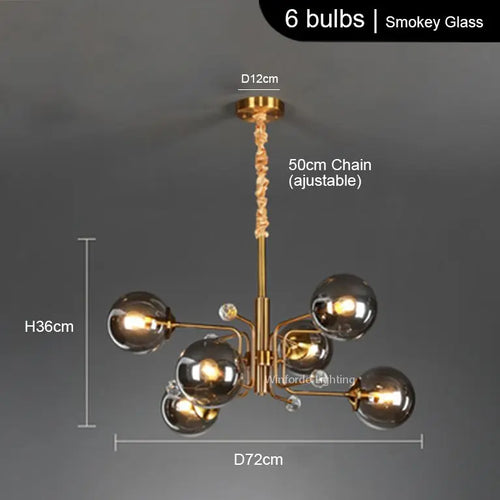 lustre led moderne 10 globes - vue 10 sur 18