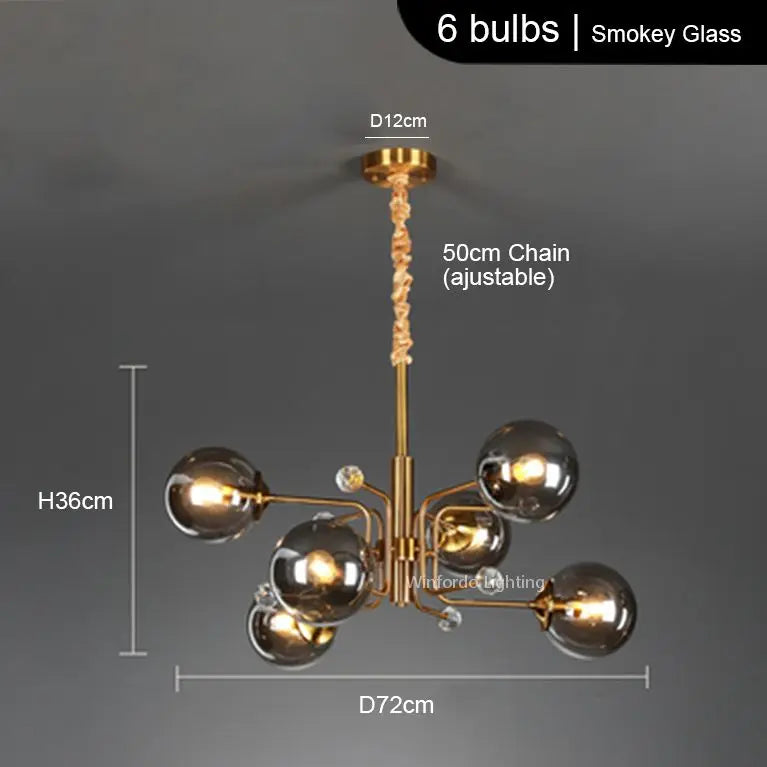 lustre led moderne 10 globes - vue 9 sur 18