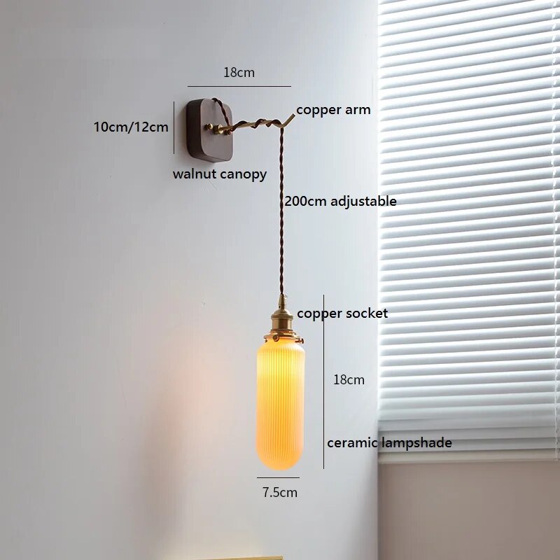 applique murale led noyer cuivre moderne baguette plug-in - vue 16 sur 23