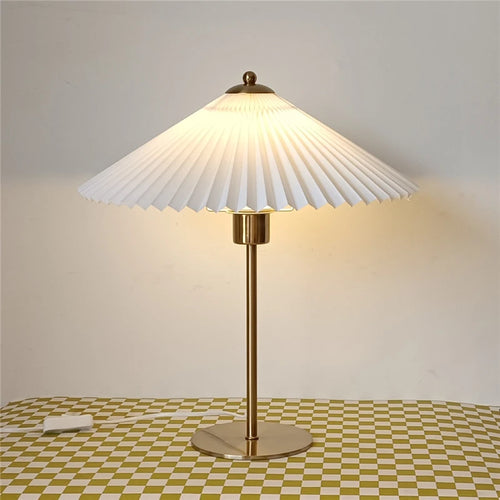 lampadaire rétro avec abat-jour plissé éclairage décoratif polyvalent - vue 2 sur 9