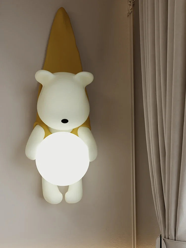 applique murale Style crème résine ours nordique LED salon chambre enfants chambre moderne créatif décor à la maison - vue 4 sur 8