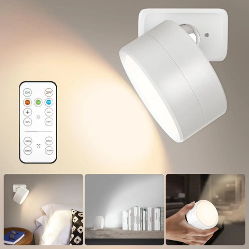 applique murale led rechargeable avec télécommande tactile rotative à 360° - vue 2 sur 7