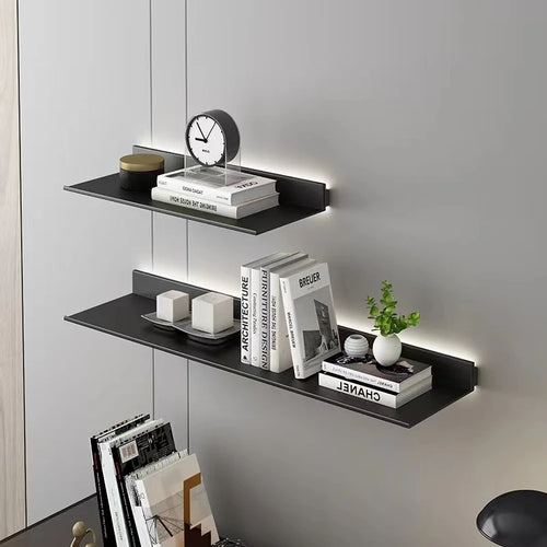 étagère murale lumineuse en aluminium ouverte et éclairée - vue 3 sur 9