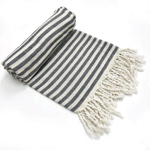 Serviette de plage turque coton tissé rayé bohème