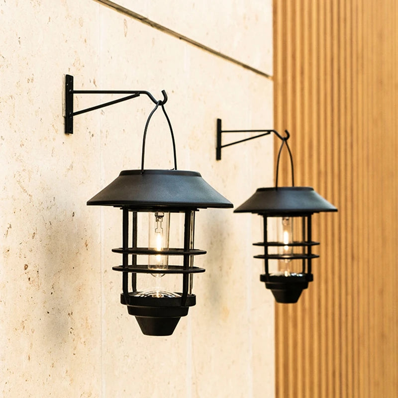 lampe solaire rétro murale vintage en métal étanche pour jardin et extérieur - vue 7 sur 7
