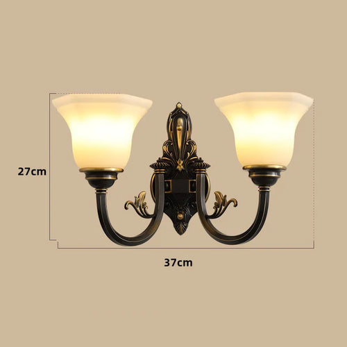 lustre vintage en cuivre avec abat-jour en verre dépoli - vue 10 sur 20