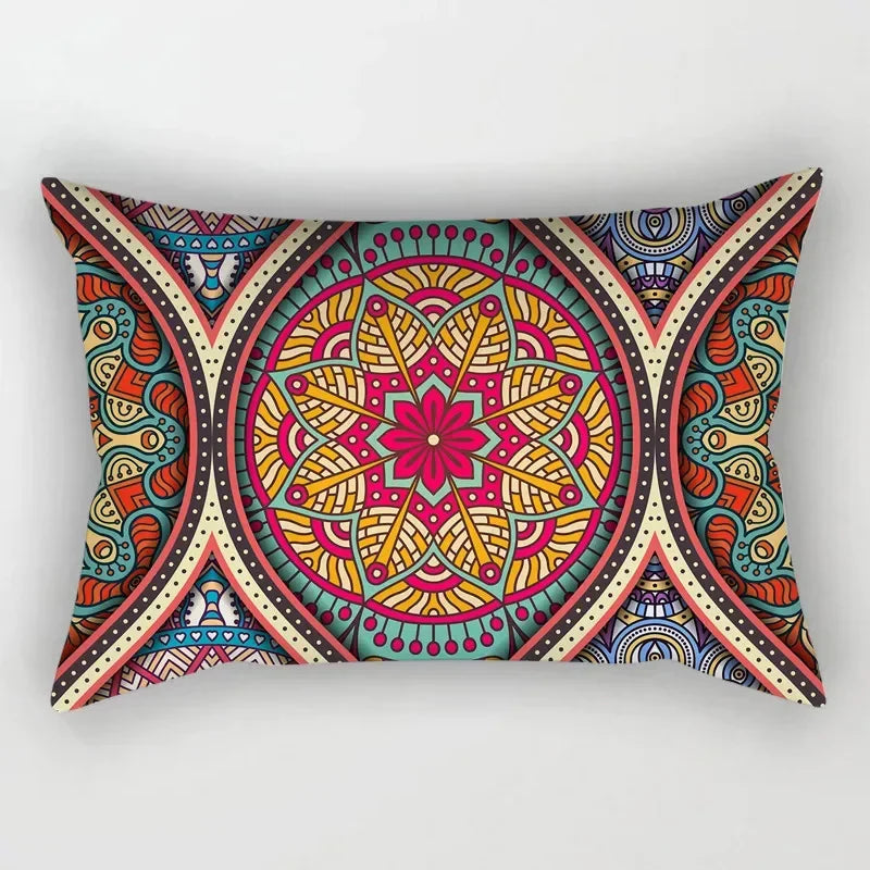 housse de coussin vintage à motif mandala pour canapé ou lit