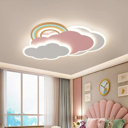 plafonnier nuage arc-en-ciel romantique pour princesse avec télécommande en option - vue 2 sur 8