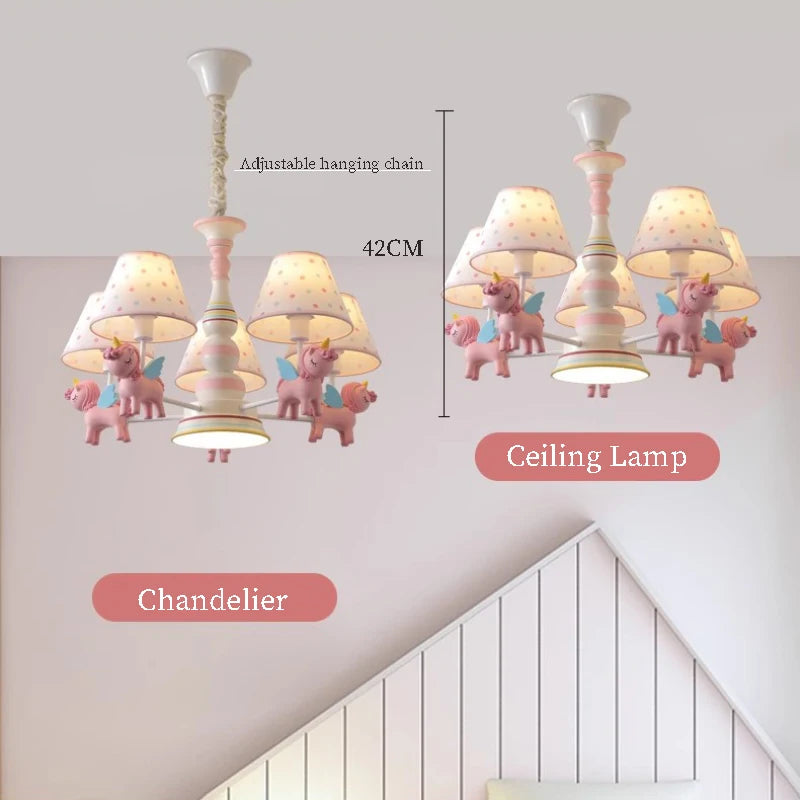 lustre carrousel pour chambre d'enfant moderne et romantique - vue 6 sur 10