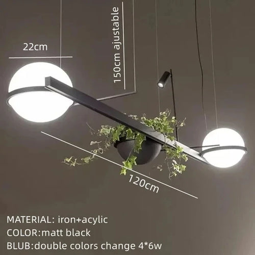 lustre moderne diy led avec pot de fleurs pour jardin céleste - vue 11 sur 18