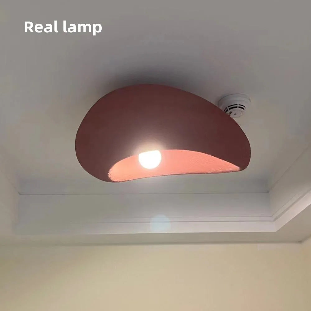 Nordic minimalist Wabi Sabi E27 Led Ceiling Light Modern Japanese Cream style bedroom ceiling light gloss decorative luminaire - vue 4 sur 12