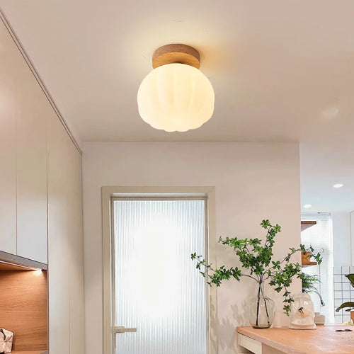 plafonnier led design nordique moderne en forme de fleur de citrouille - vue 2 sur 10
