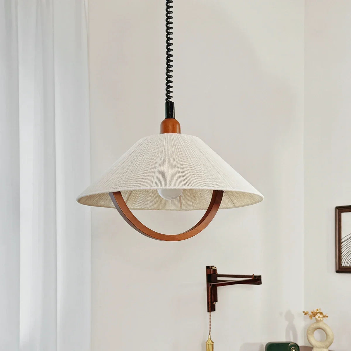 suspension rétractable en coton et bois pour intérieur - vue 5 sur 7