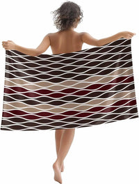 Serviette de plage motif vagues abstraites légère absorbante