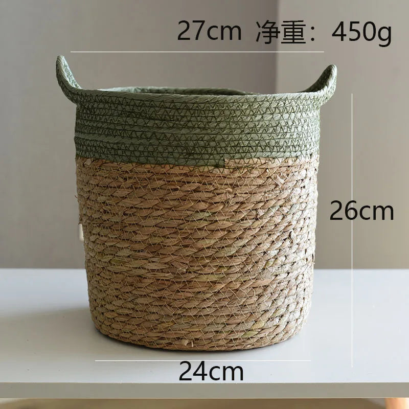 panier de rangement en paille pour décoration artisanale moderne - vue 8 sur 12