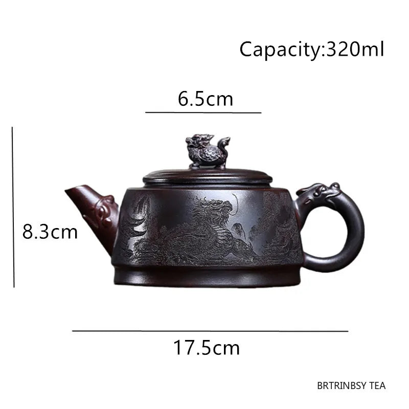 Theiere yixing zisha dragon sculpte infuseur 320ml - vue 6 sur 7