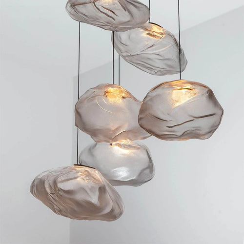 lustre moderne 	 en verre pour restaurant et magasin de vêtements - vue 2 sur 10