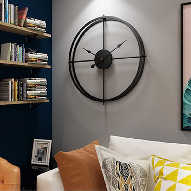 horloge murale rétro silencieuse design simple en fer - vue 4 sur 8