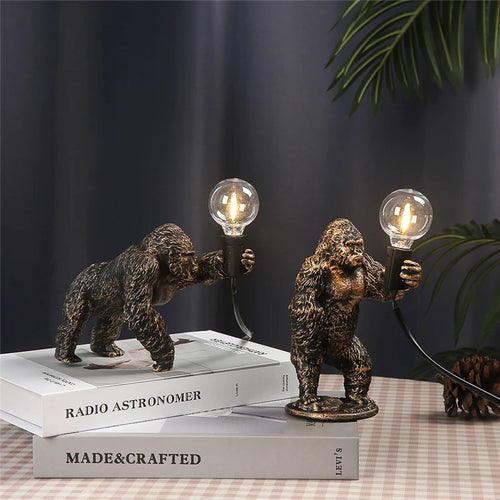 lampe à poser nordique king kong en résine personnalisable animaux - vue 3 sur 15