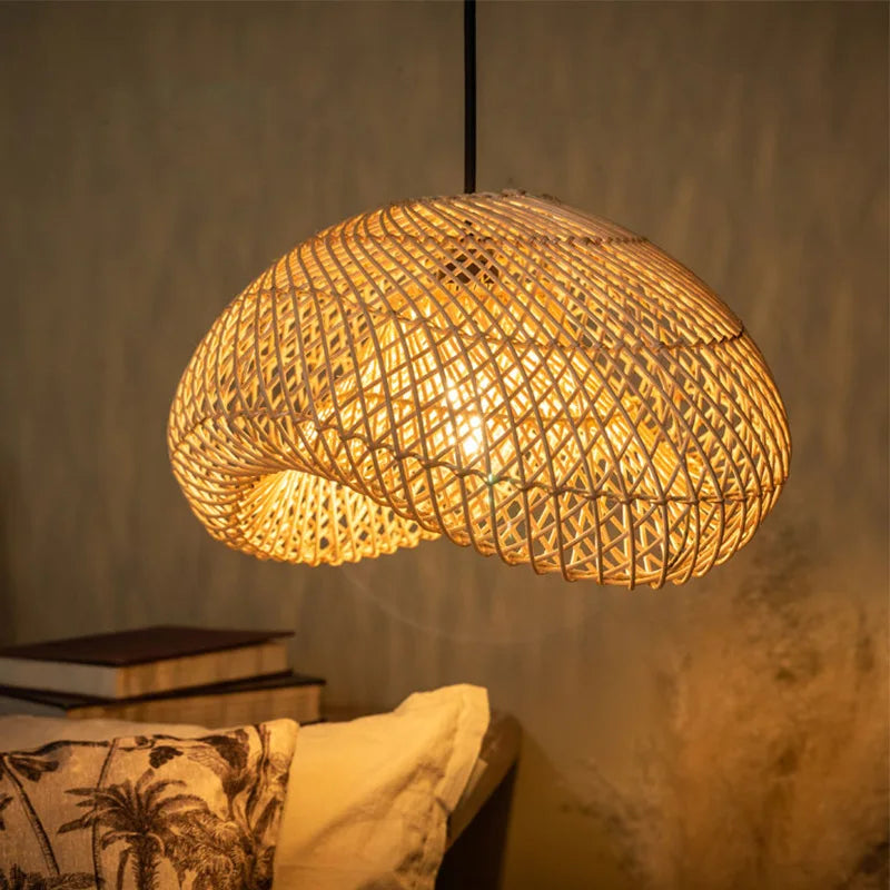 Lustre en rotin de style Wabi sabi fait à la main - vue 3 sur 7