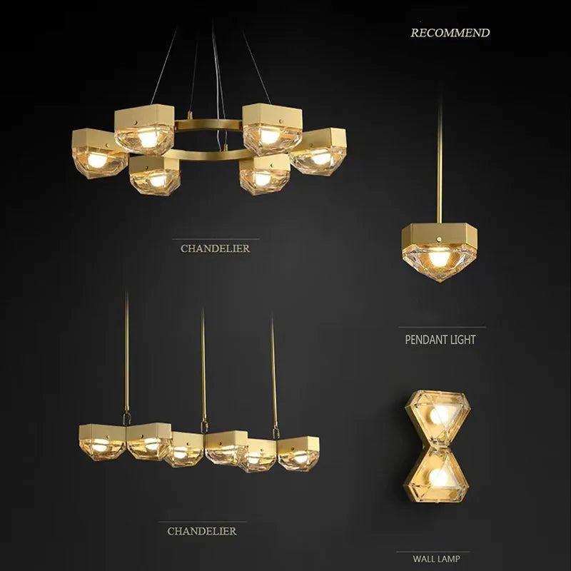 led décorative en cuivre avec suspension réglable pour salon - vue 6 sur 14