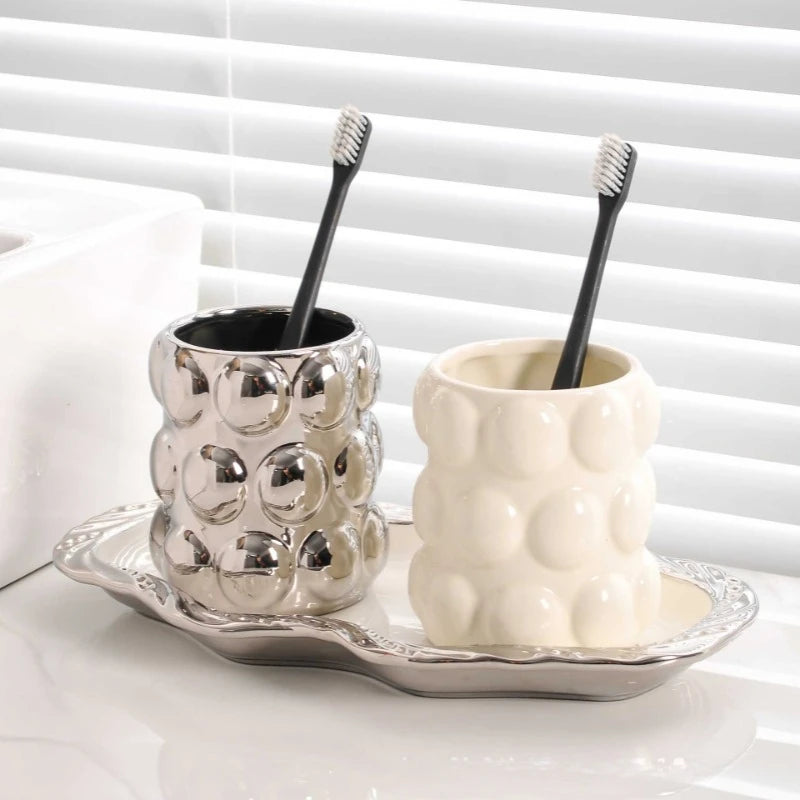 ensemble de tasses en céramique pour amoureux luxe accessoires salle de bain - vue 1 sur 9