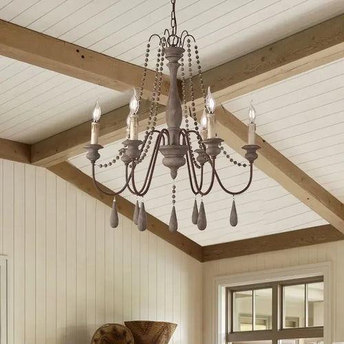 lustre en bois rétro pour décoration intérieure élégante - vue 2 sur 16