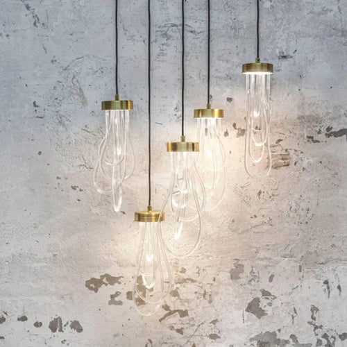 suspension led lumière transparente acrylique 	 fil réglable - vue 2 sur 8