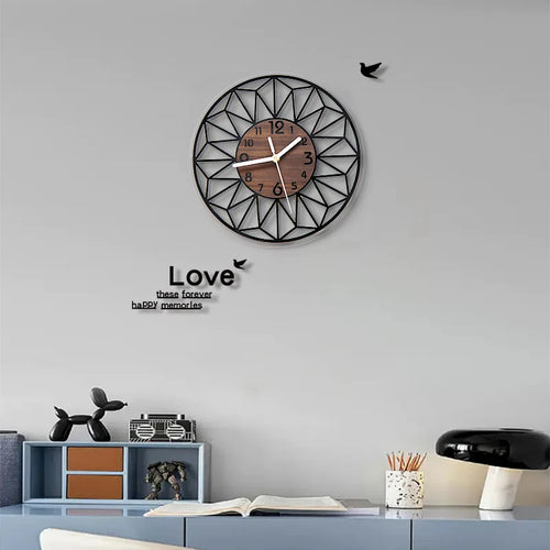 horloge murale en bois esthétique pour décoration intérieure - vue 2 sur 6