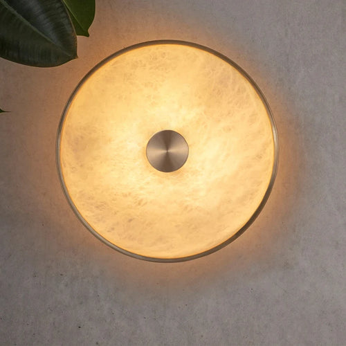 lampe de chevet créative en cuivre et marbre naturel à led - vue 3 sur 9