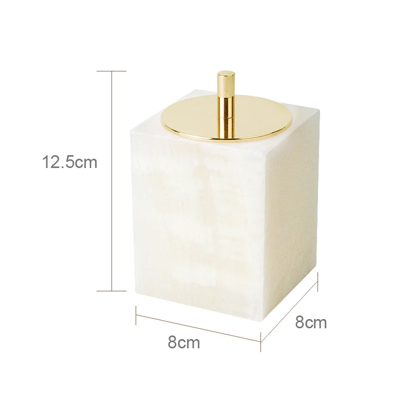 ensemble accessoires de salle de bain en marbre naturel luxe - vue 11 sur 23