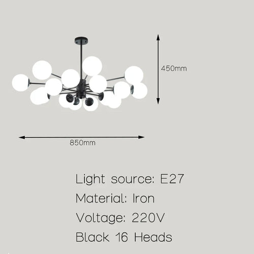 Moderne Simple suspension LED lumière fer lustre chambre salon salle à manger éclairage à la maison noir/or E27 220V plafonnier - vue 18 sur 20